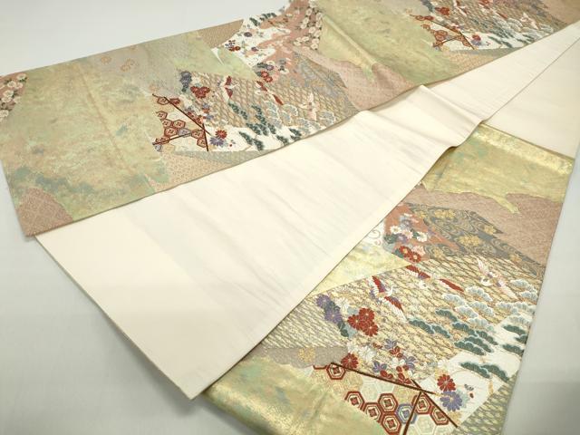 平和屋着物◎六通柄袋帯　唐織　道長花鳥文　金糸　引箔　正絹　逸品　DABC9119qa