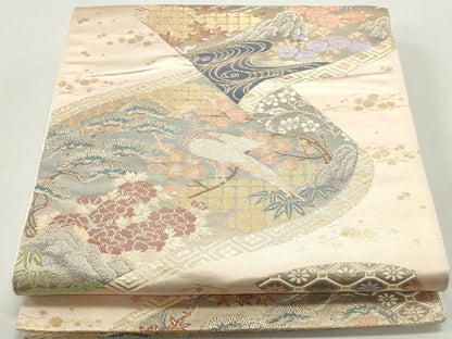 平和屋着物◎六通柄袋帯　桃山絵巻　金糸　正絹　逸品　DABC9124qa