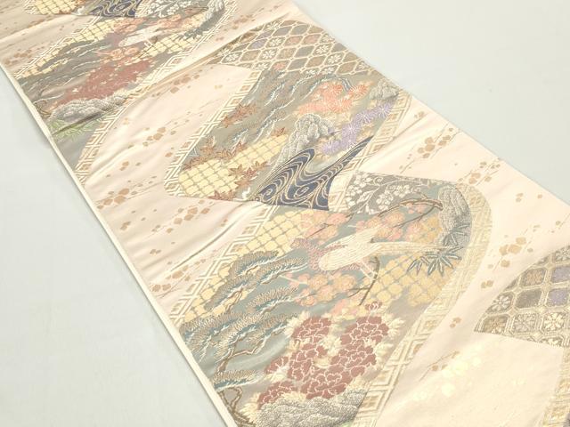 平和屋着物◎六通柄袋帯　桃山絵巻　金糸　正絹　逸品　DABC9124qa
