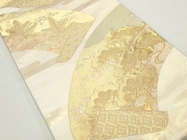 平和屋着物◎佐賀錦　六通柄袋帯　地紙枝松文　金糸　正絹　逸品　DABC9133qa