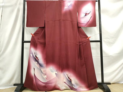 平和屋着物■訪問着 群鶴文 暈し染め 正絹 逸品 DABC9144qa