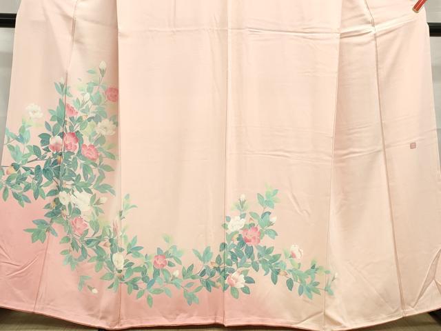 平和屋着物■訪問着 友禅 作家物 枝椿文 暈し染め 正絹 逸品 DABC9147qa