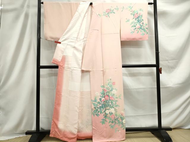 平和屋着物■訪問着 友禅 作家物 枝椿文 暈し染め 正絹 逸品 DABC9147qa
