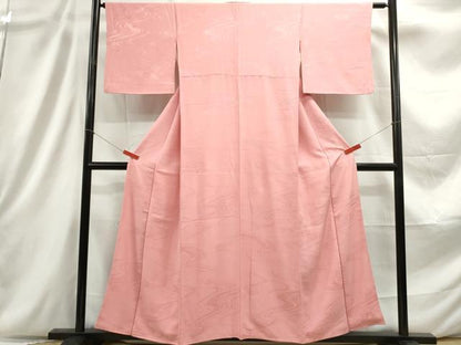 平和屋着物■上質な色無地 流水地紋 紅梅色 正絹 逸品 DABC9151qa