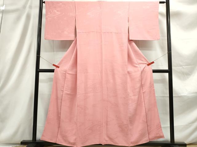 平和屋着物■上質な色無地 流水地紋 紅梅色 正絹 逸品 DABC9151qa