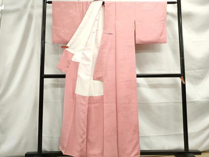 平和屋着物■上質な色無地 流水地紋 紅梅色 正絹 逸品 DABC9151qa