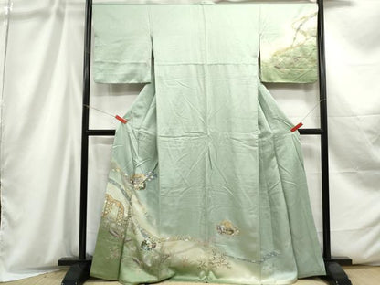 平和屋着物■訪問着 屏風草花文 暈し染め 金銀彩 正絹 逸品 DABC9179qa