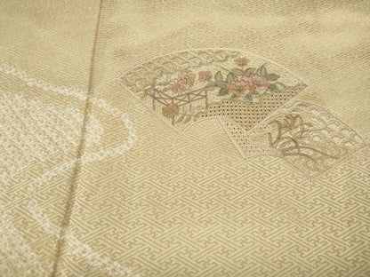 平和屋着物■中国三大刺繍 スワトウ刺繍 汕頭刺繍 訪問着 絞り 地紙花文 正絹 逸品 DABC9180qa