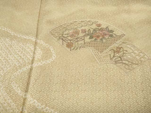 平和屋着物■中国三大刺繍 スワトウ刺繍 汕頭刺繍 訪問着 絞り 地紙花文 正絹 逸品 DABC9180qa
