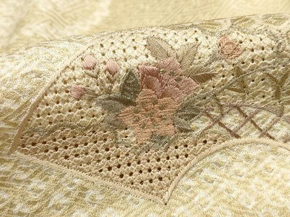 平和屋着物■中国三大刺繍 スワトウ刺繍 汕頭刺繍 訪問着 絞り 地紙花文 正絹 逸品 DABC9180qa