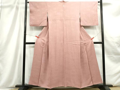 平和屋着物■上質な色無地 霞地紋 石竹色 正絹 逸品 DABC9183qa