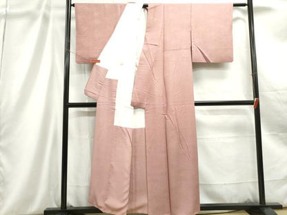 平和屋着物■上質な色無地 霞地紋 石竹色 正絹 逸品 DABC9183qa