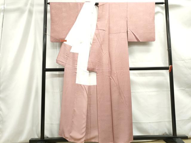 平和屋着物■上質な色無地 霞地紋 石竹色 正絹 逸品 DABC9183qa
