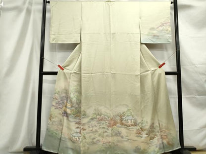 平和屋着物■訪問着 刺繍 風景樹林文 暈し染め 金糸 正絹 逸品 DABC9200qa