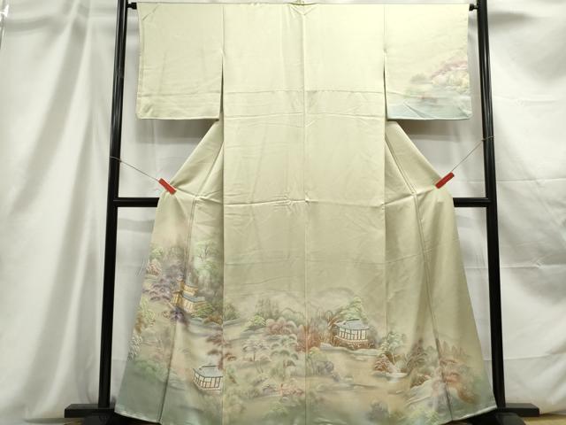 平和屋着物■訪問着 刺繍 風景樹林文 暈し染め 金糸 正絹 逸品 DABC9200qa