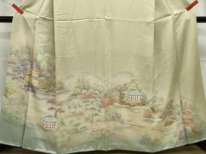 平和屋着物■訪問着 刺繍 風景樹林文 暈し染め 金糸 正絹 逸品 DABC9200qa