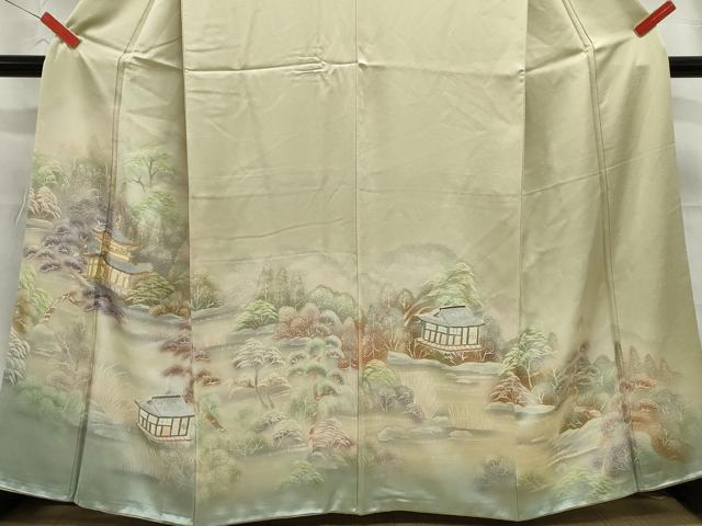 平和屋着物■訪問着 刺繍 風景樹林文 暈し染め 金糸 正絹 逸品 DABC9200qa