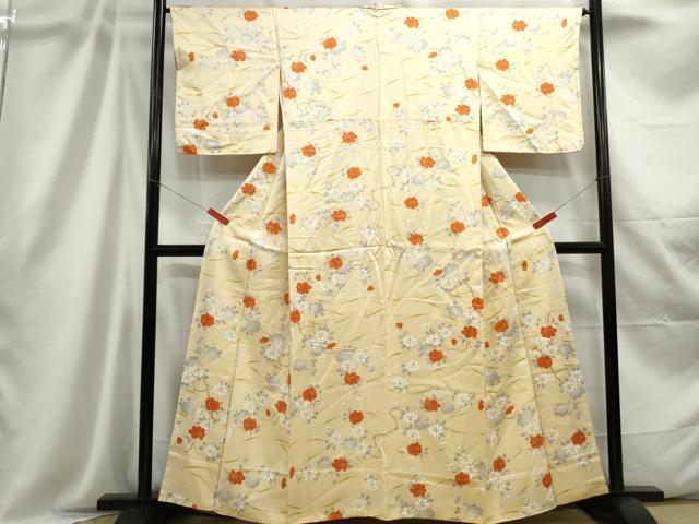 平和屋着物■上質な小紋 舞椿文 正絹 逸品 DABC9205qa