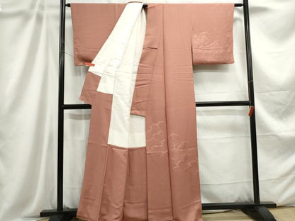 平和屋着物■上質な色無地 立波地紋 蘇芳香色 正絹 逸品 DABC9207qa