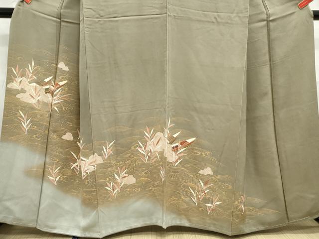 平和屋着物■訪問着 駒刺繍 立波笹文 舟 金彩 正絹 逸品 DABC9221qa