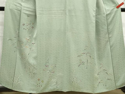 平和屋着物■訪問着 笹竹花文 正絹 逸品 DABC9232qa