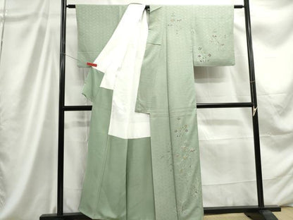 平和屋着物■訪問着 笹竹花文 正絹 逸品 DABC9232qa