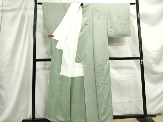 平和屋着物■訪問着 笹竹花文 正絹 逸品 DABC9232qa