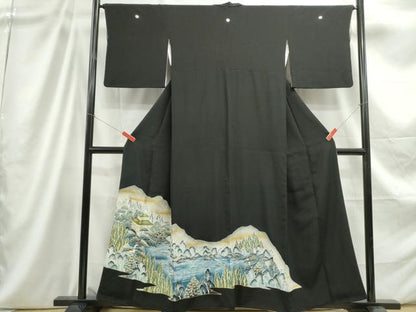 平和屋着物■豪華黒留袖 風景文 金彩 正絹 逸品 DABC9236qa