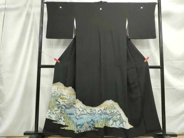 平和屋着物■豪華黒留袖 風景文 金彩 正絹 逸品 DABC9236qa