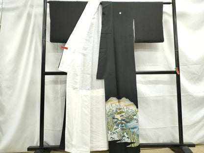 平和屋着物■豪華黒留袖 風景文 金彩 正絹 逸品 DABC9236qa