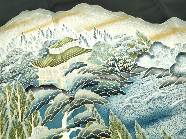 平和屋着物■豪華黒留袖 風景文 金彩 正絹 逸品 DABC9236qa