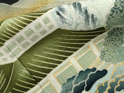 平和屋着物■豪華黒留袖 風景文 金彩 正絹 逸品 DABC9236qa