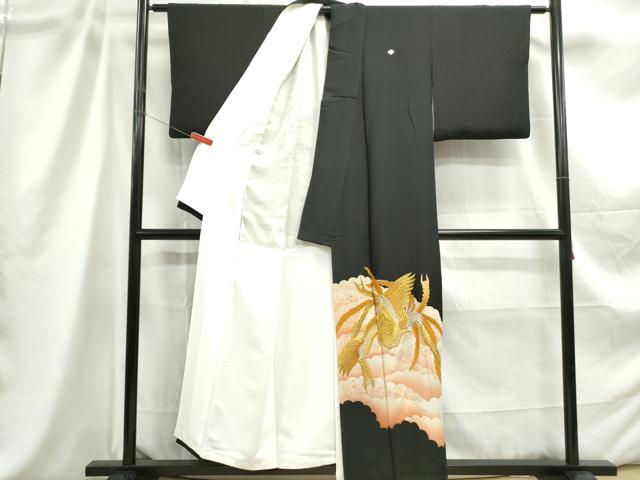 平和屋着物■豪華黒留袖 刺繍 重ね雲鳳凰文 暈し染め 金銀糸 正絹 逸品 DABC9241qa