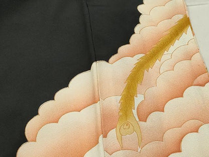 平和屋着物■豪華黒留袖 刺繍 重ね雲鳳凰文 暈し染め 金銀糸 正絹 逸品 DABC9241qa