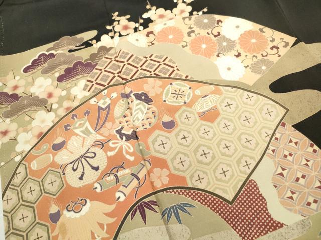 平和屋着物■豪華黒留袖 作家物 地紙宝尽くし花文 金糸 正絹 逸品 DABC9242qa