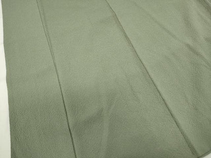 平和屋着物■上質な色無地 霞地紋 松葉色 正絹 逸品 DABC9247qa