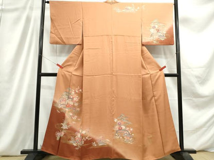 平和屋着物■訪問着　流水草花文　暈し染め　金彩　正絹　逸品　DABC9250qa