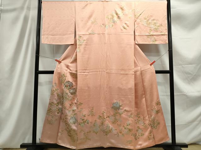 平和屋着物■訪問着　刺繍　雪輪草花文　暈し染め　金銀彩　正絹　逸品　DABC9251qa