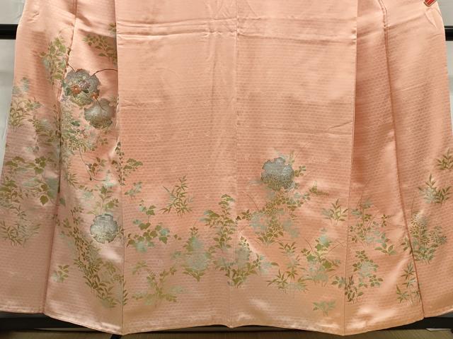 平和屋着物■訪問着　刺繍　雪輪草花文　暈し染め　金銀彩　正絹　逸品　DABC9251qa