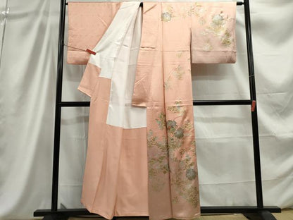 平和屋着物■訪問着　刺繍　雪輪草花文　暈し染め　金銀彩　正絹　逸品　DABC9251qa