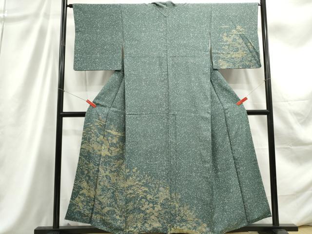 平和屋着物■訪問着　霞枝松風景文　金彩　正絹　逸品　DABC9253qa