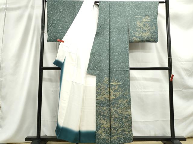 平和屋着物■訪問着　霞枝松風景文　金彩　正絹　逸品　DABC9253qa