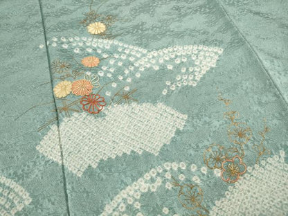 平和屋着物■訪問着　駒刺繍　絞り　舞梅文　金彩　松坂屋扱い　正絹　逸品　DABC9256qa