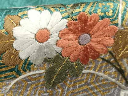 平和屋着物■訪問着　絞り　刺繍　地紙花文　金彩　正絹　逸品　DABC9268qa