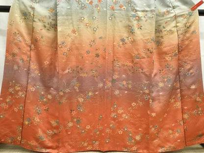 平和屋着物■訪問着　舞枝花文　暈し染め　金彩　正絹　逸品　DABC9269qa