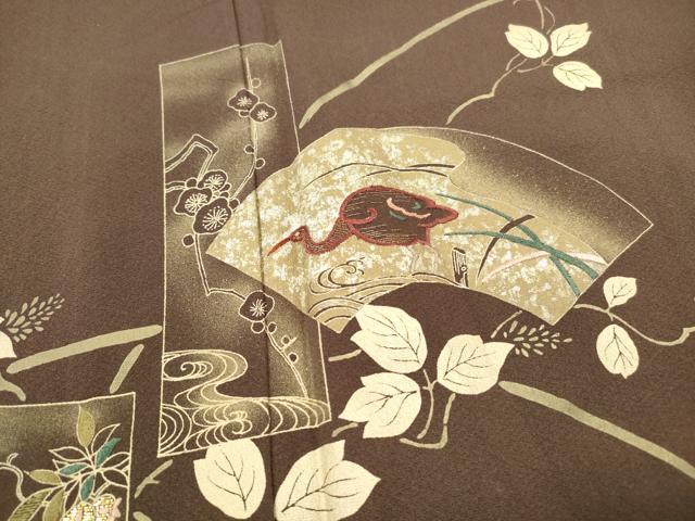 平和屋着物■訪問着　地紙花蝶枝葉文　金彩　正絹　逸品　DABC9271qa