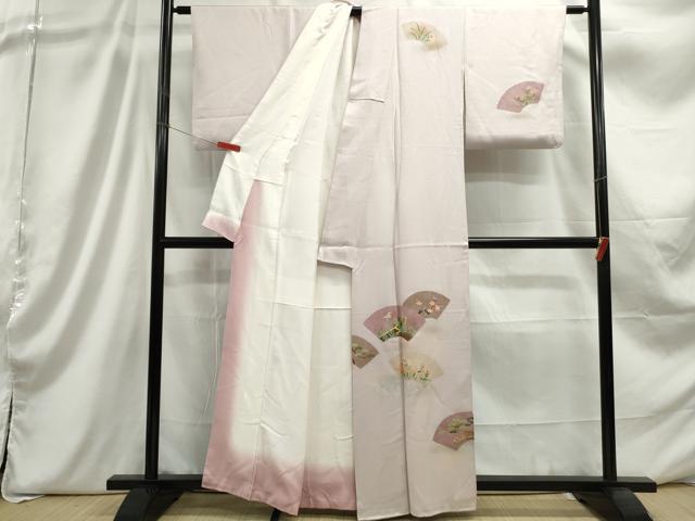 平和屋着物■訪問着　流水地紙花鳥文　暈し染め　金銀彩　正絹　逸品　DABC9283qa