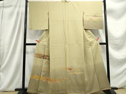 平和屋着物■中国三大刺繍　相良刺繍　訪問着　エ霞花文　暈し染め　金彩　正絹　逸品　DABC9299qa