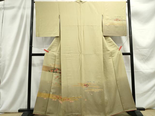 平和屋着物■中国三大刺繍　相良刺繍　訪問着　エ霞花文　暈し染め　金彩　正絹　逸品　DABC9299qa