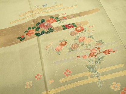 平和屋着物■中国三大刺繍　相良刺繍　訪問着　エ霞花文　暈し染め　金彩　正絹　逸品　DABC9299qa